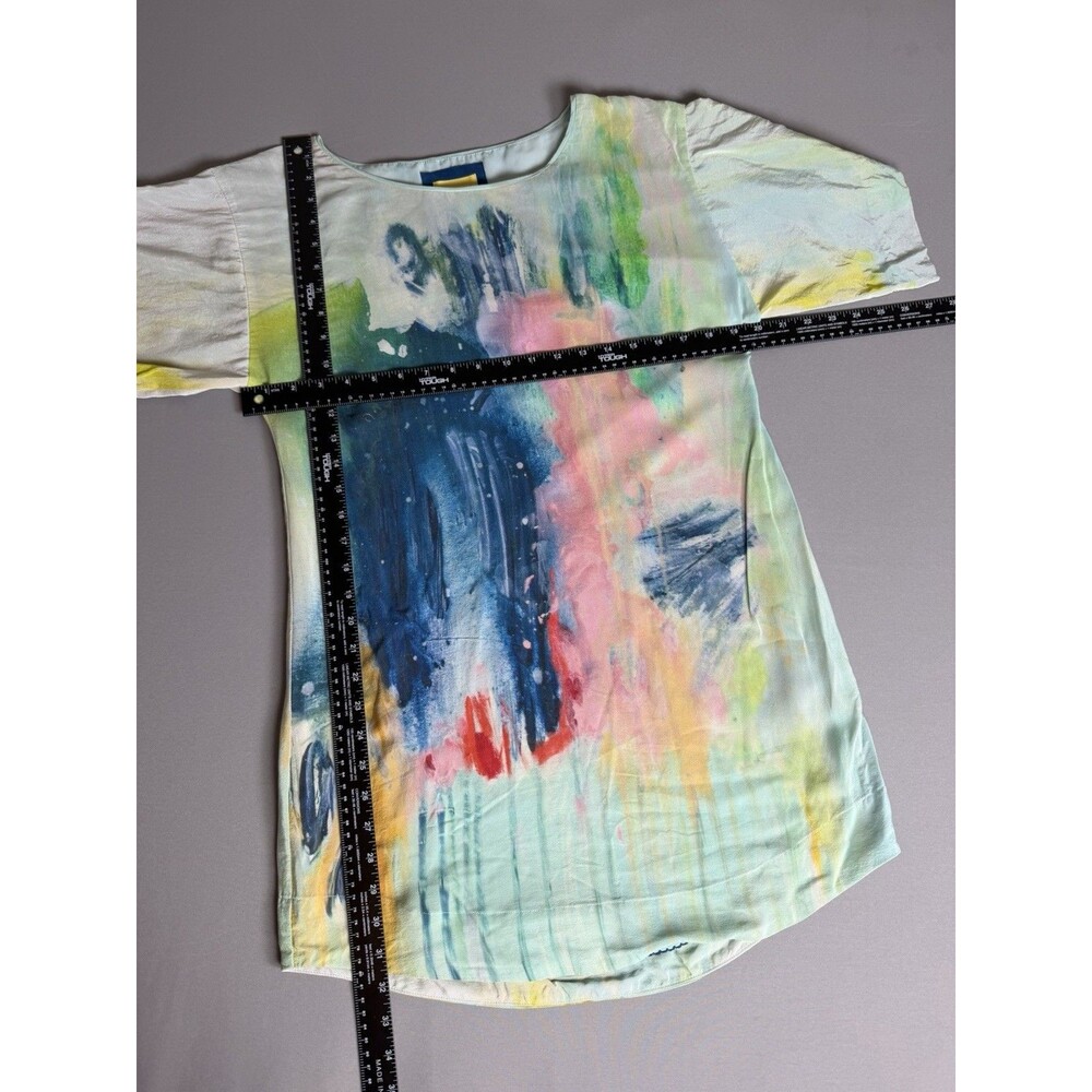 Maeve Anthropologie Silk Shift Dress Womens Small Abstract Print Short Sleeve - Picture 3 of 16